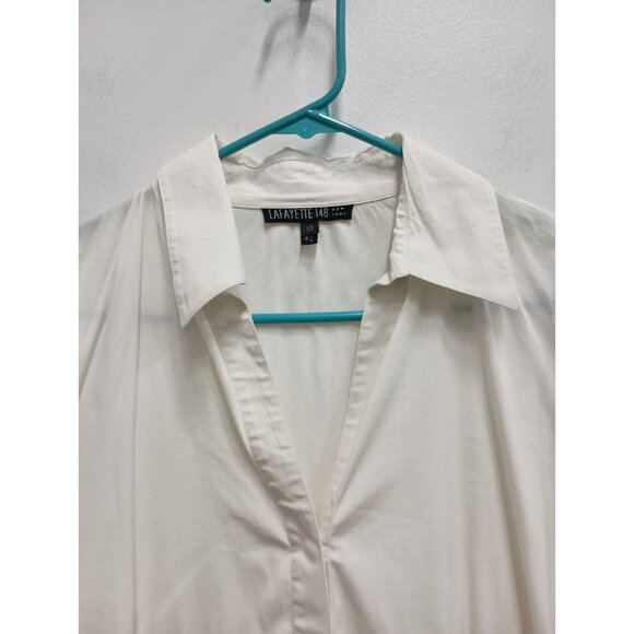 Lafayette 148 Womens Shirt Size 12 White Long Sleeve Minimalist Capsule Carrier - Picture 3 of 10